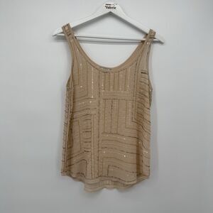 Guess Blush Beaded Sequin Tank Top Y2k Style Size Small